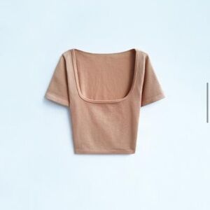 Zara Tan Women's Square Neck Crop Top